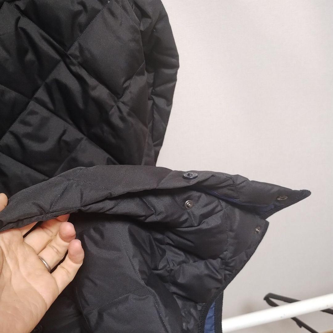 TAION パイピングバイカラーロングダウンコート　Lサイズ BLACK