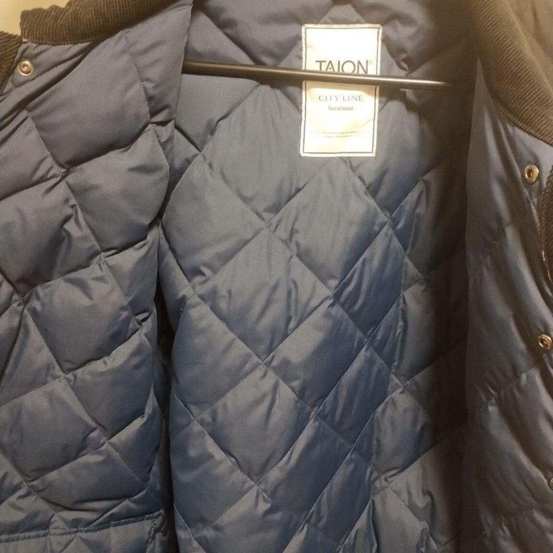 TAION パイピングバイカラーロングダウンコート　Lサイズ BLACK