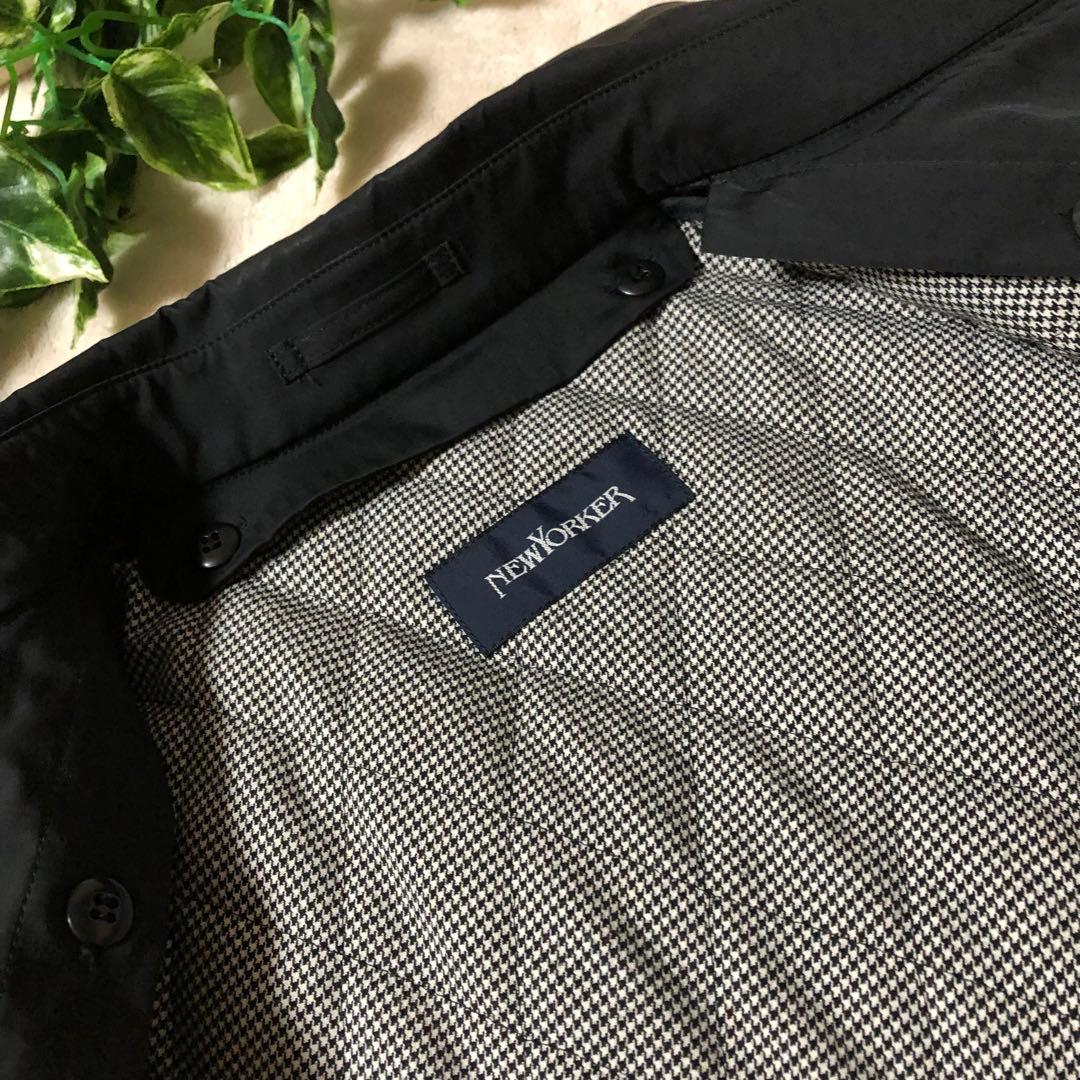 極美品 ニューヨーカー トレンチコート 中綿ライナー ブラック 千鳥柄