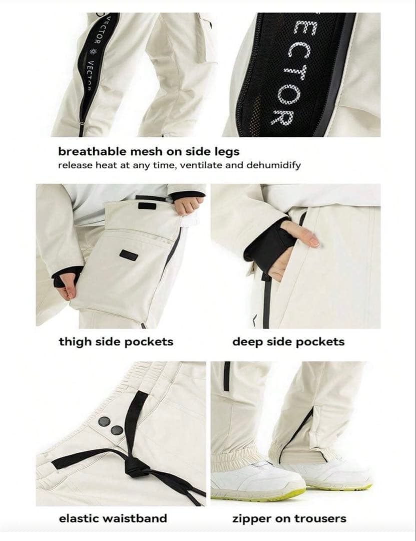 完売品 3点 セット ゴーグル ウェア 上下 白 スキー スノーボード スノボ