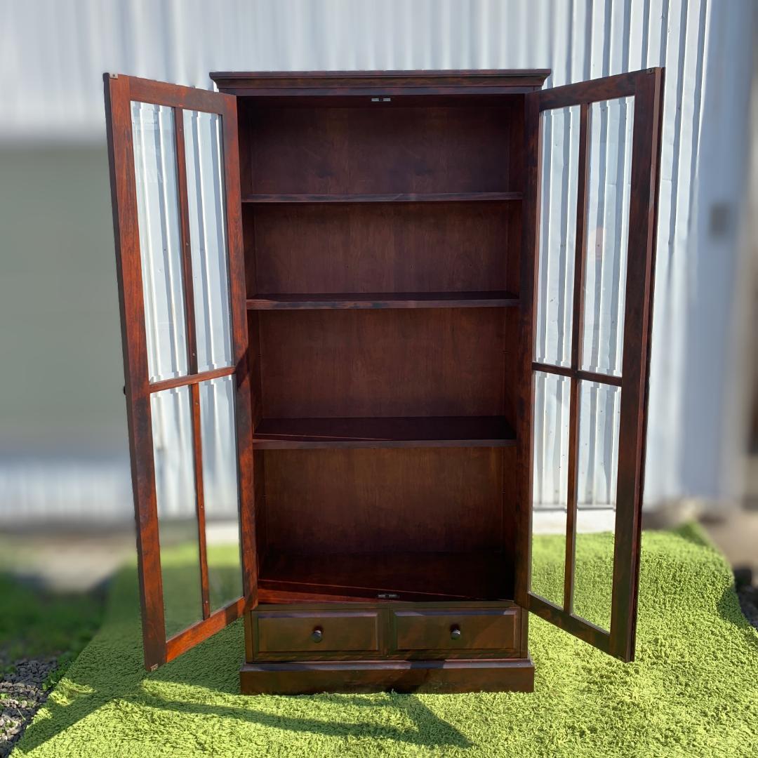 北海民芸 和光 書棚 ブックキャビネット 本棚 ガラスキャビネット 民芸