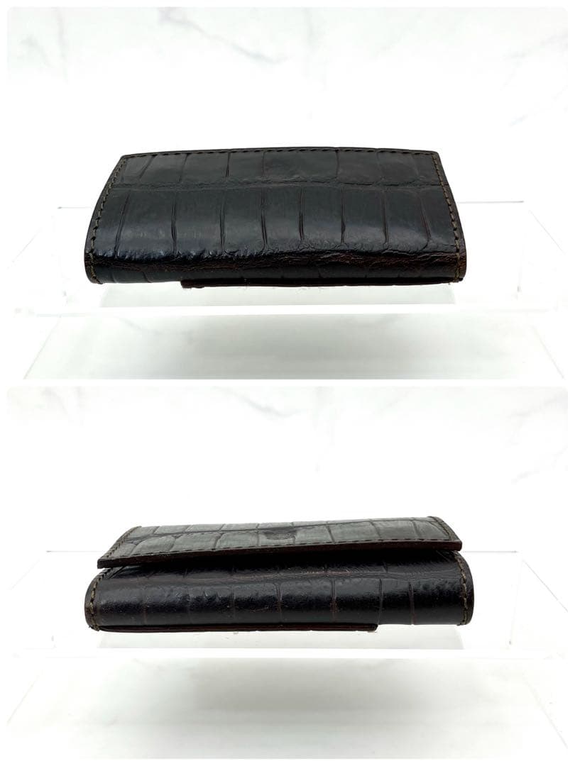 41【新品未使用】Felisi 4連レザーキーケース本革 クロコ ダーク