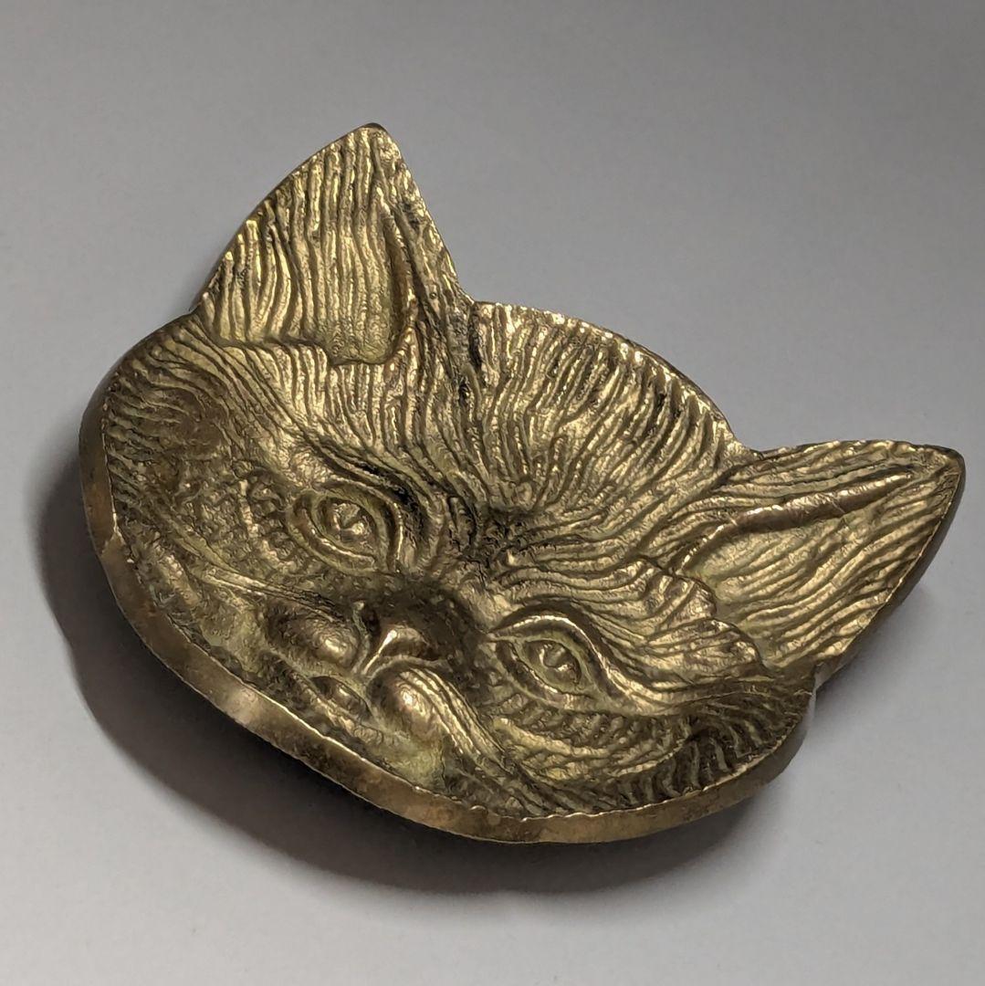 フランス　ビンテージ雑貨　アンティーク猫プレート　アスティエ　真鍮　美品