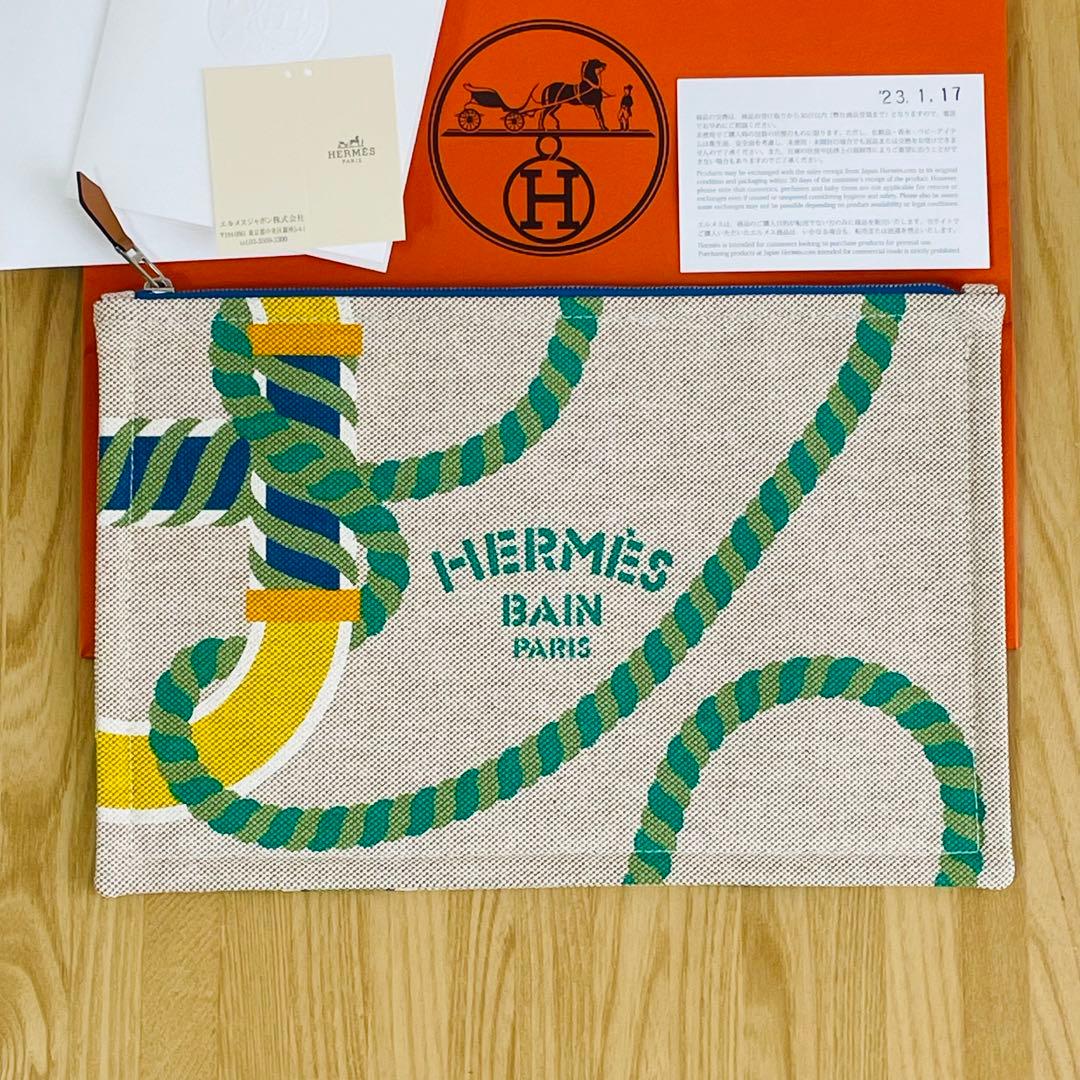 HERMES フラットポーチ ヨッティング カノエH セカンドバッグ エルメス