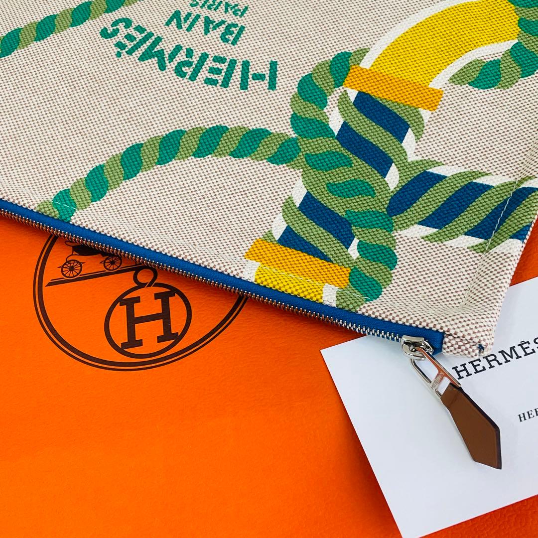 HERMES フラットポーチ ヨッティング カノエH セカンドバッグ エルメス