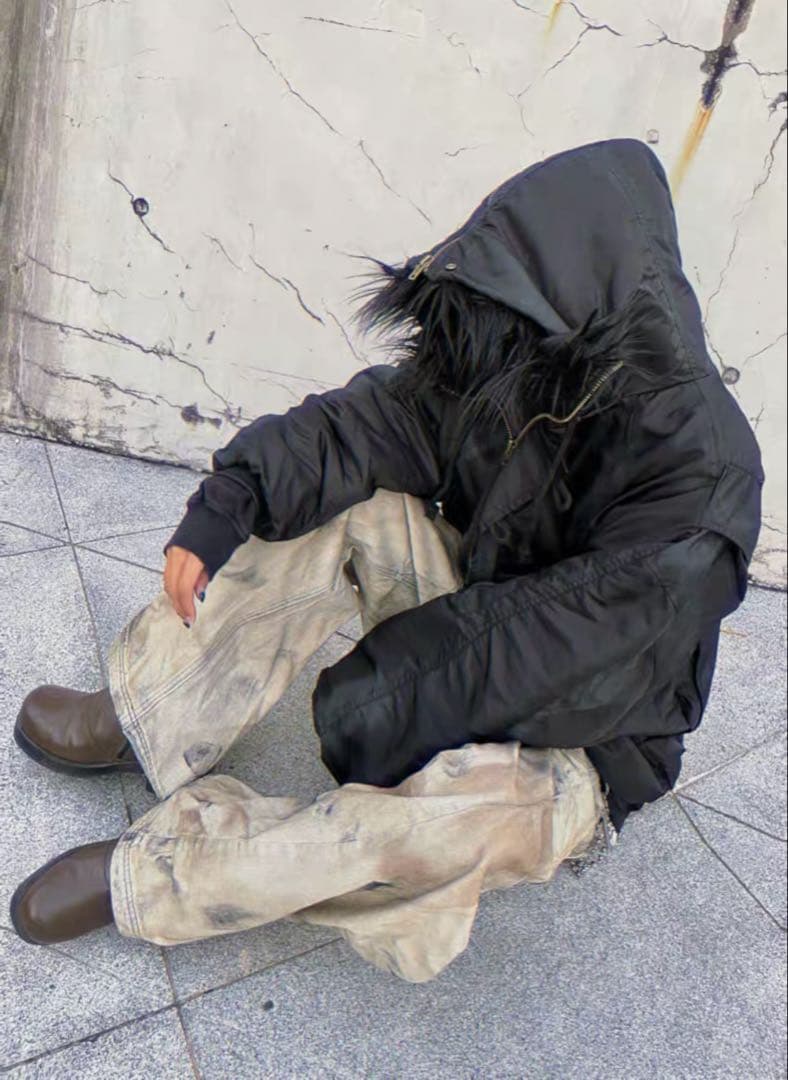 Y2K fur bomber down Parker フライトジャケット