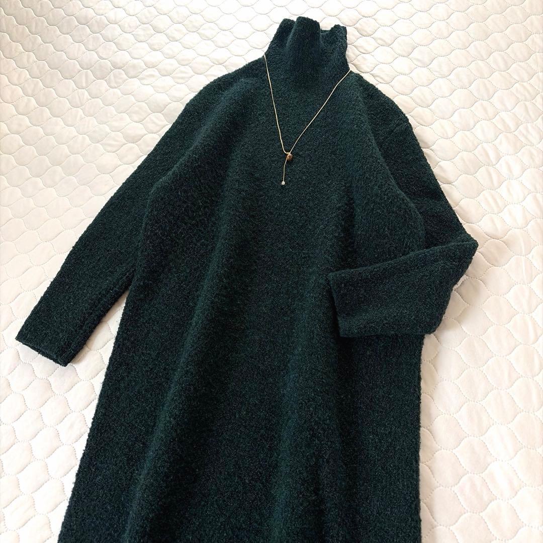 【美品】BEARDSLEY✴︎ブークレータートルニットワンピース　グリーン