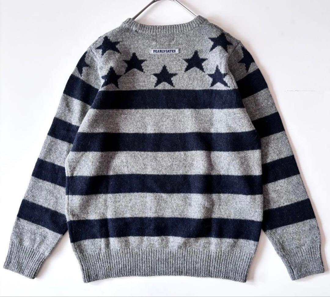 [美品]パーリーゲイツ♪ウール×アルパカ 星柄 ニット