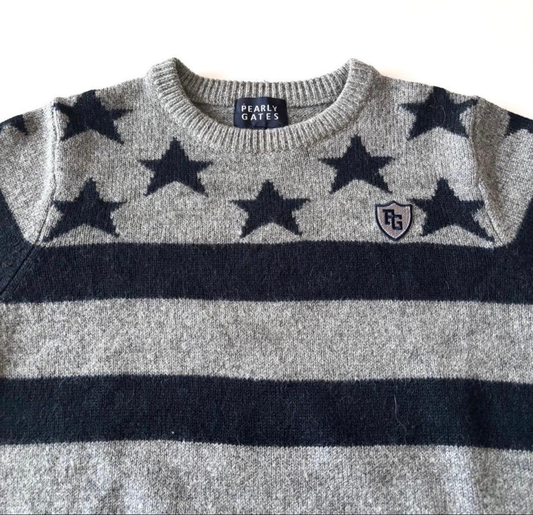 [美品]パーリーゲイツ♪ウール×アルパカ 星柄 ニット