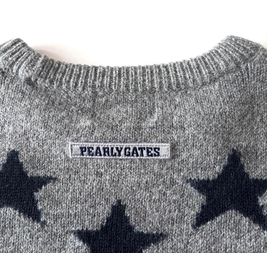 [美品]パーリーゲイツ♪ウール×アルパカ 星柄 ニット