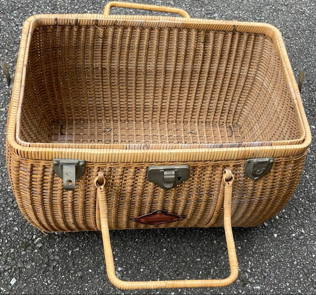 訳あり⭐︎ ピクニックバスケット 収納かご ヴィンテージ風 昭和レトロ