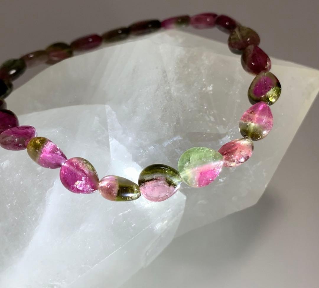 ★ユッキー様★ ウォーターメロントルマリン　雫型　ブレスレット　★高品質宝石質★