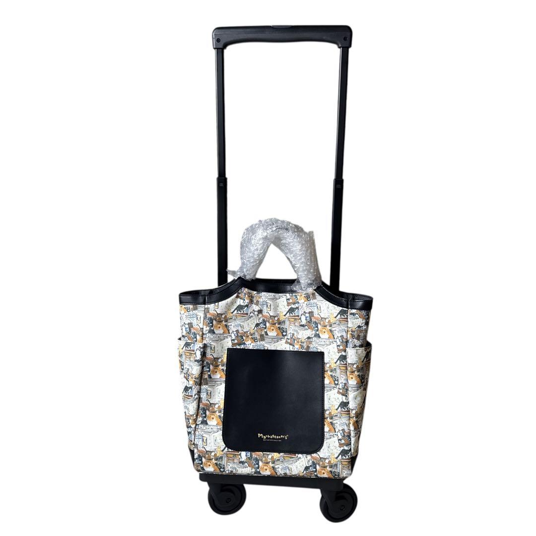 未使用級 スワニー マンハッタナーズ キャリーバッグ 4輪カート 猫柄 軽量