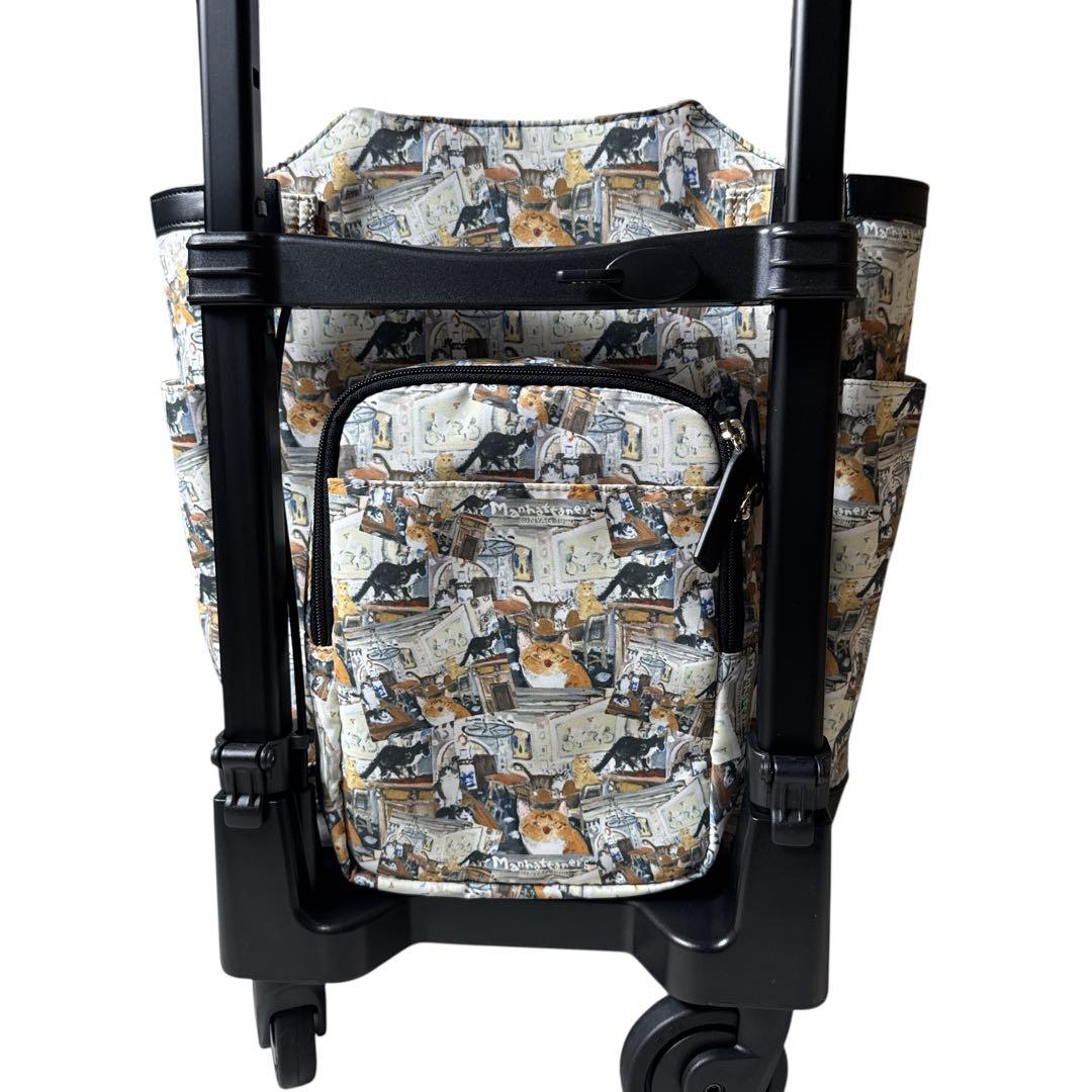 未使用級 スワニー マンハッタナーズ キャリーバッグ 4輪カート 猫柄 軽量