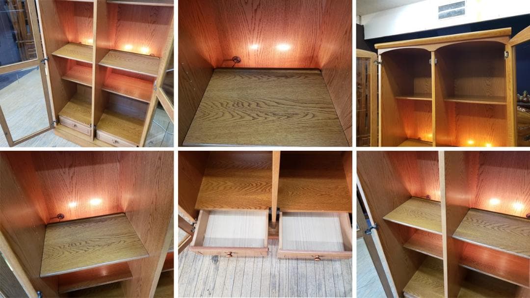 a21 美品 タケトミ 家具 照明付き 書棚 キャビネット