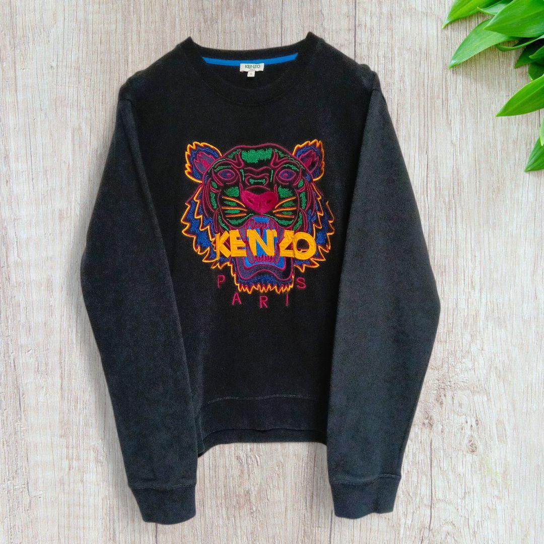 KENZO ケンゾー タイガー刺繍ロゴスウェット 黒 L