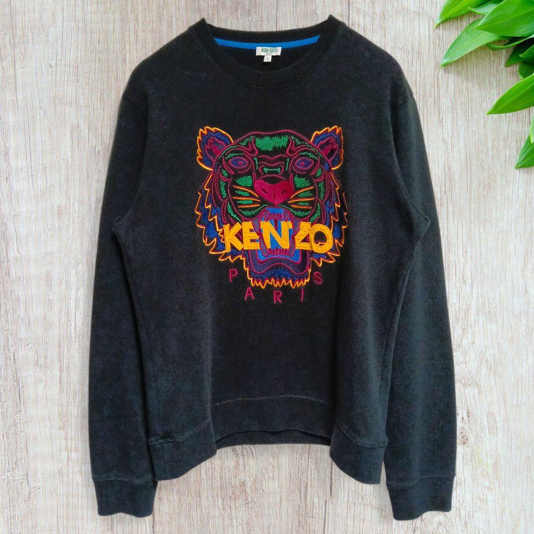 KENZO ケンゾー タイガー刺繍ロゴスウェット 黒 L