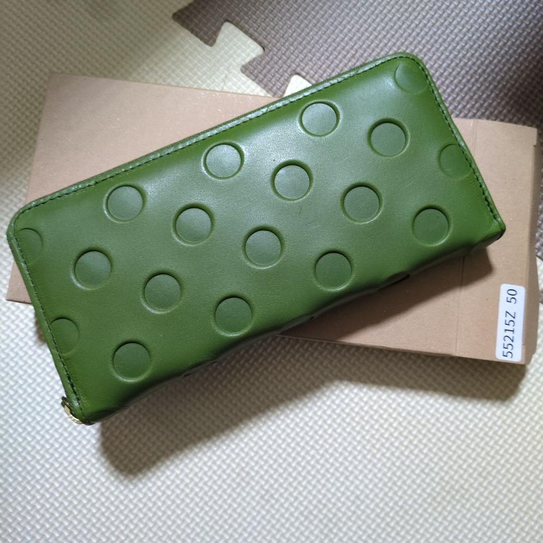 新品 未使用 ズッケロ 水玉 なが財布 本革 お財布 グリーン コンパクト