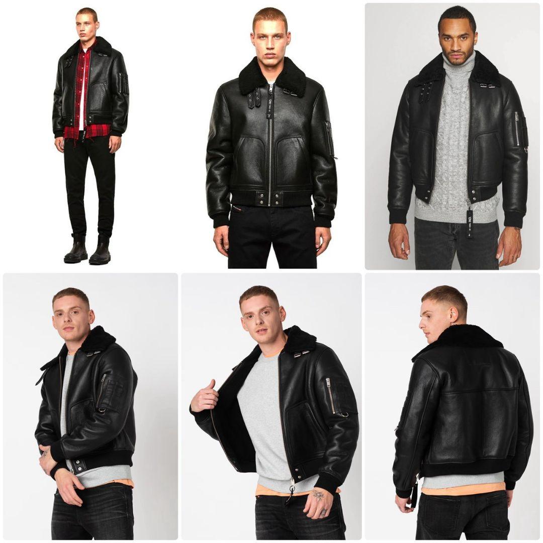 定価23万 ディーゼル 最高級ラムスキンムートンB-15型アビエイタージャケット