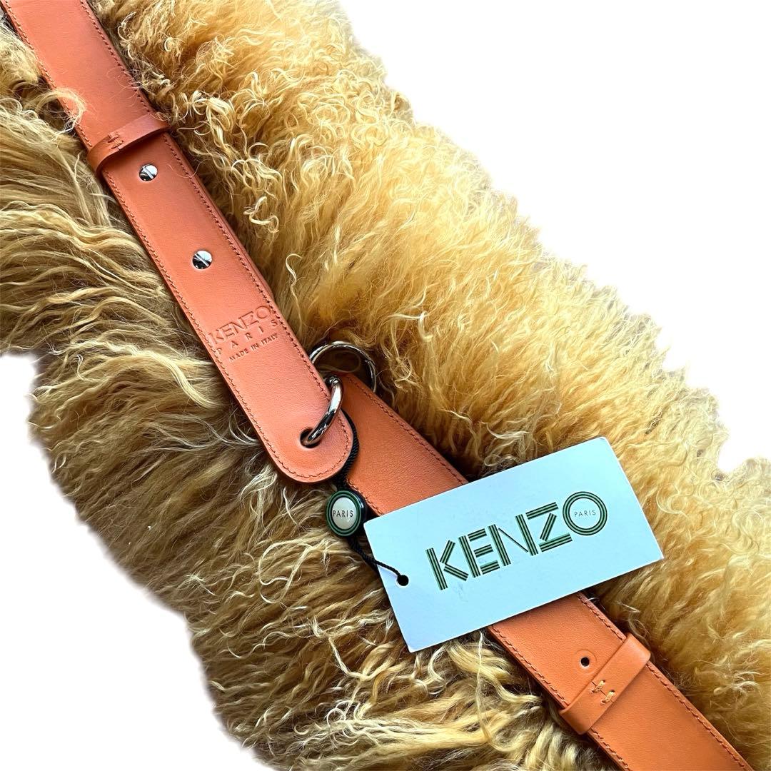 KENZO ファー付きベルト オレンジ 新品未使用 タグ付き