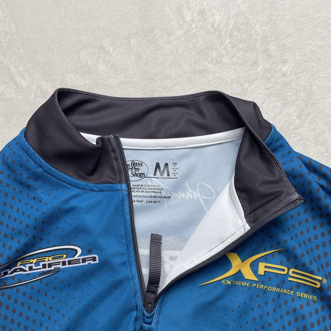 希少 バスプロショップス フィッシングシャツ青系 長袖 ジップ L〜XL