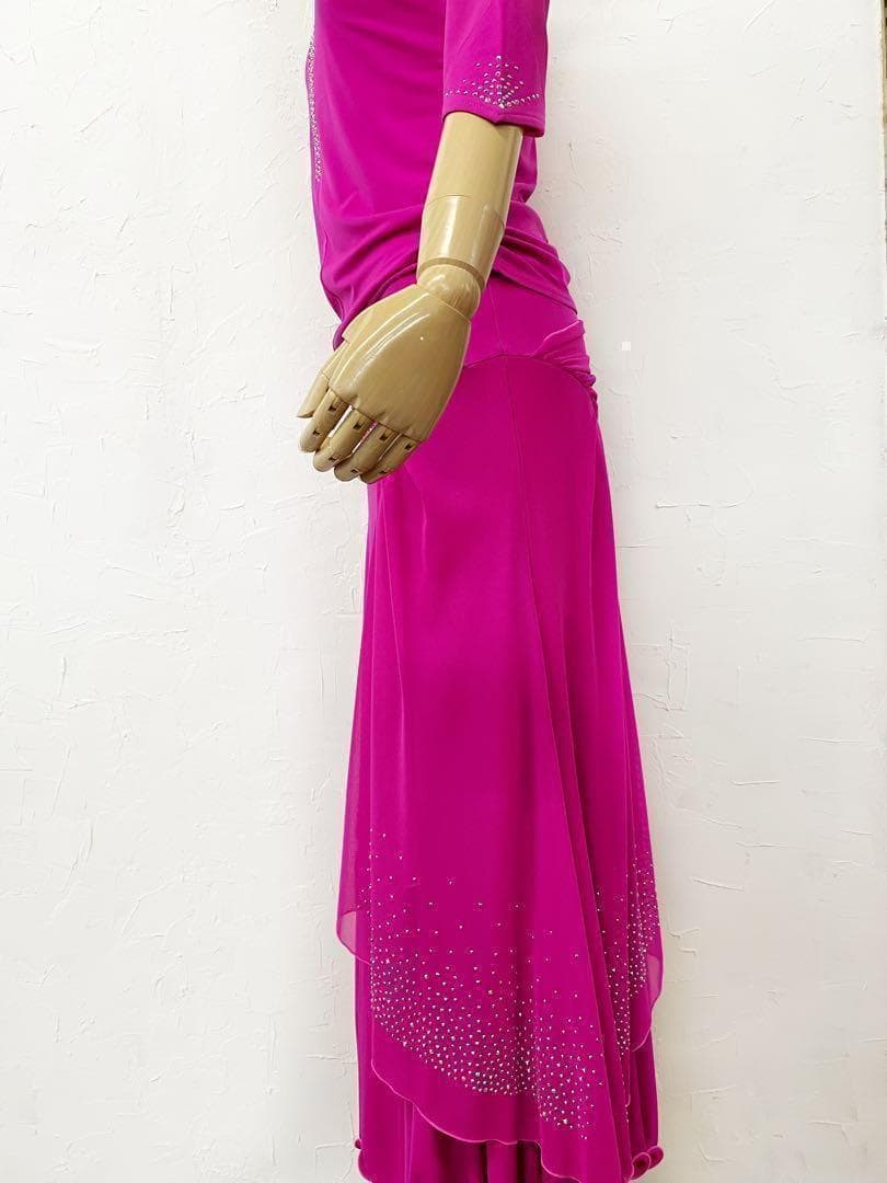 【パーティー】新品ラインストーン　チェリーピンク　セットアップツーピースｄ022