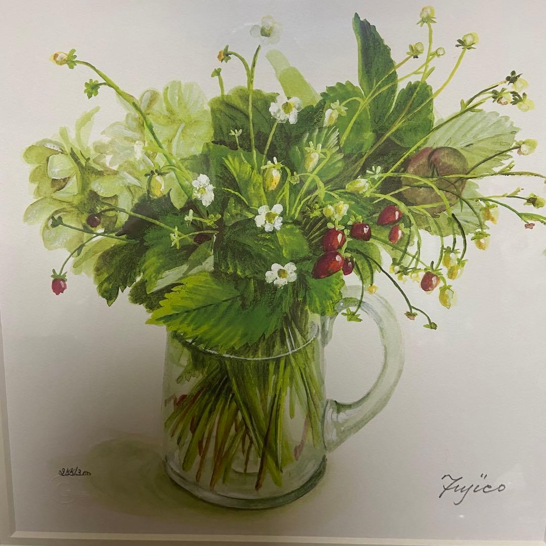 橋本不二子 ワイルドストロベリー 限定ジグレー リトグラフ