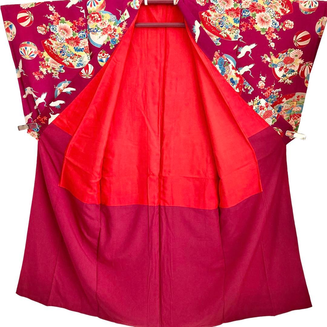 アンティーク 女の子 鶴 子供着物 七五三 アンティーク着物 NO44