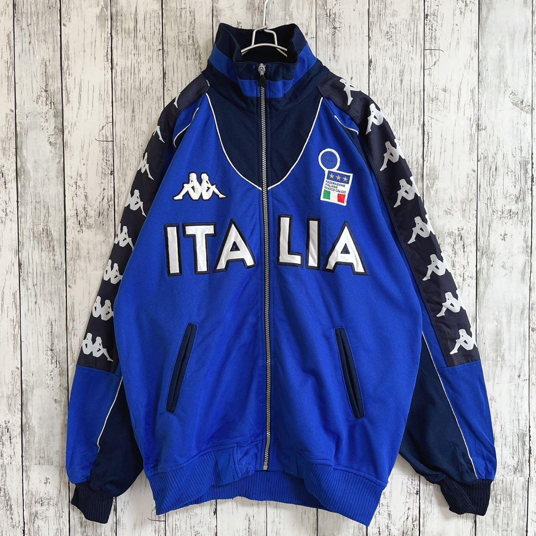 00s カッパ イタリア代表 トラックジャケット ジャージ XL 青 刺繍ロゴ