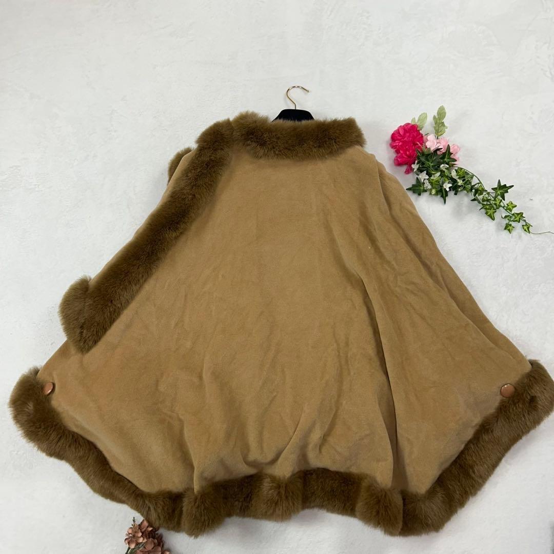 I587 M ソレイユ アンゴラ ベージュ ケープコート ポンチョ レディース