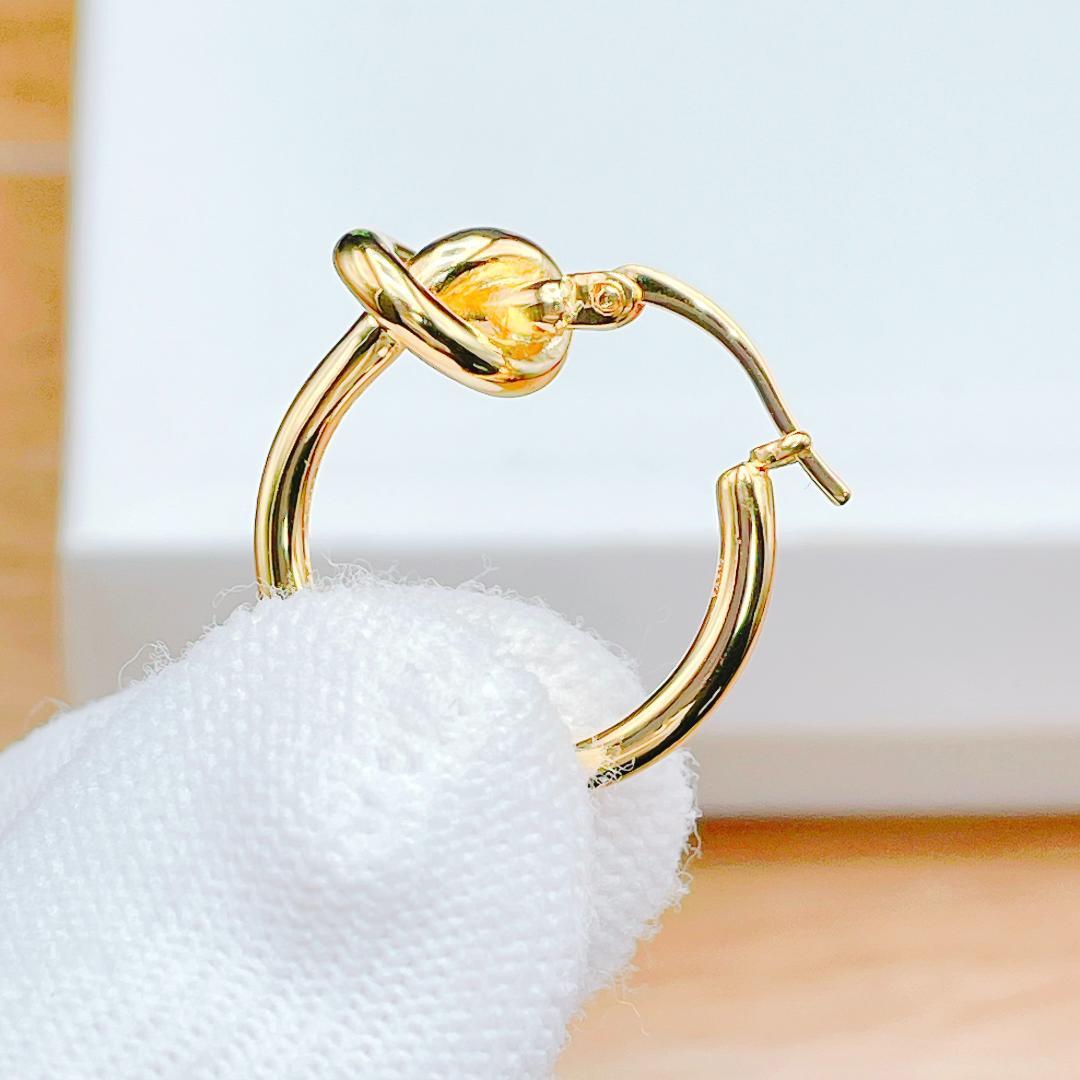 ◇セリーヌ◇ 新品仕上済 ノット スモール フープ ピアス ゴールド 2.66g