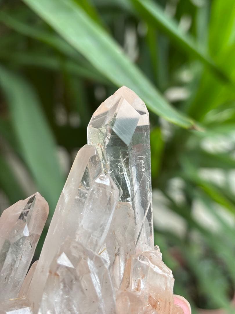 インドヒマラヤ水晶　ピンクマニカラン　クラスター　177g 透明度　自立　美しい