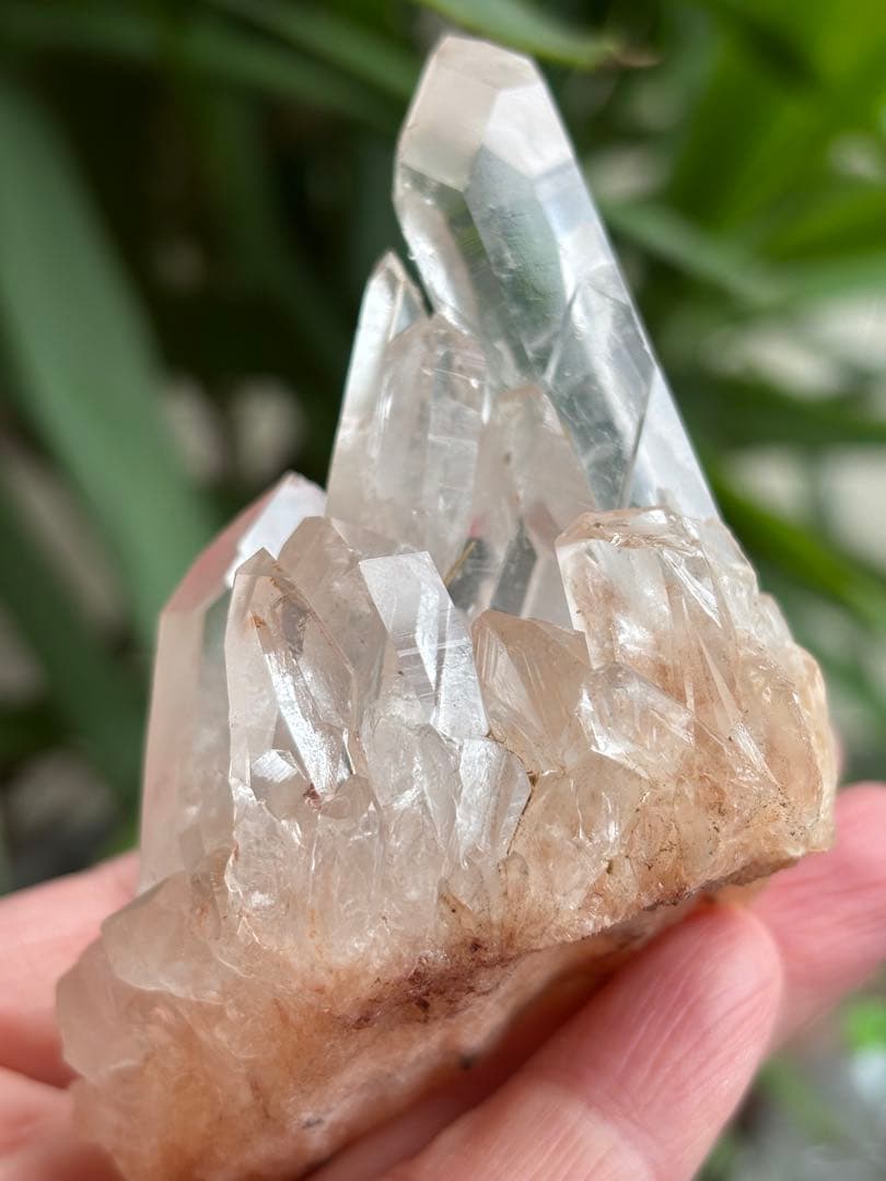 インドヒマラヤ水晶　ピンクマニカラン　クラスター　177g 透明度　自立　美しい