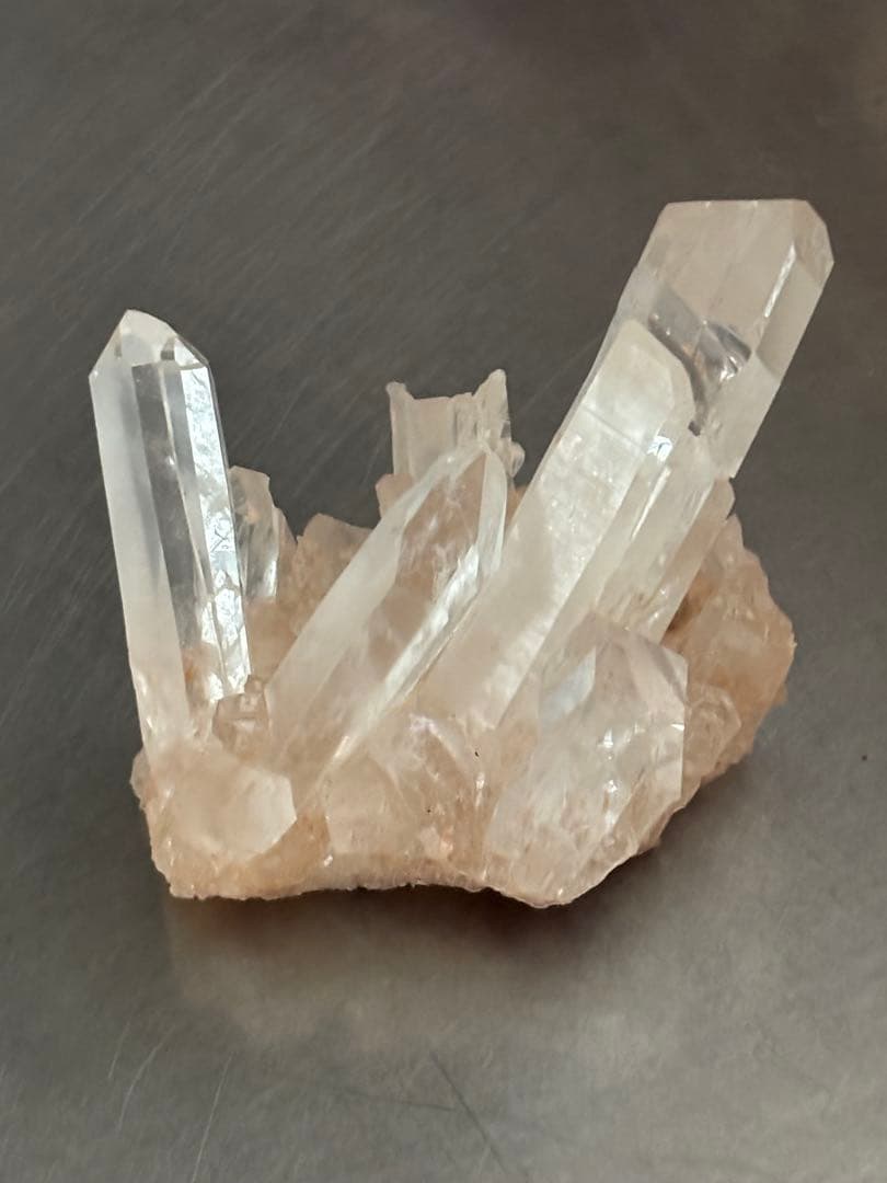 インドヒマラヤ水晶　ピンクマニカラン　クラスター　177g 透明度　自立　美しい