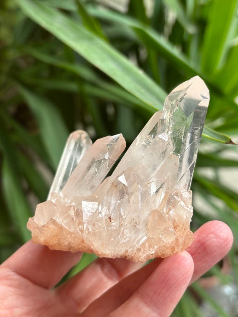 インドヒマラヤ水晶　ピンクマニカラン　クラスター　177g 透明度　自立　美しい