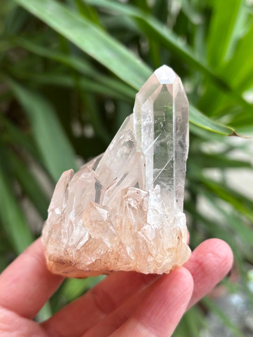 インドヒマラヤ水晶　ピンクマニカラン　クラスター　177g 透明度　自立　美しい