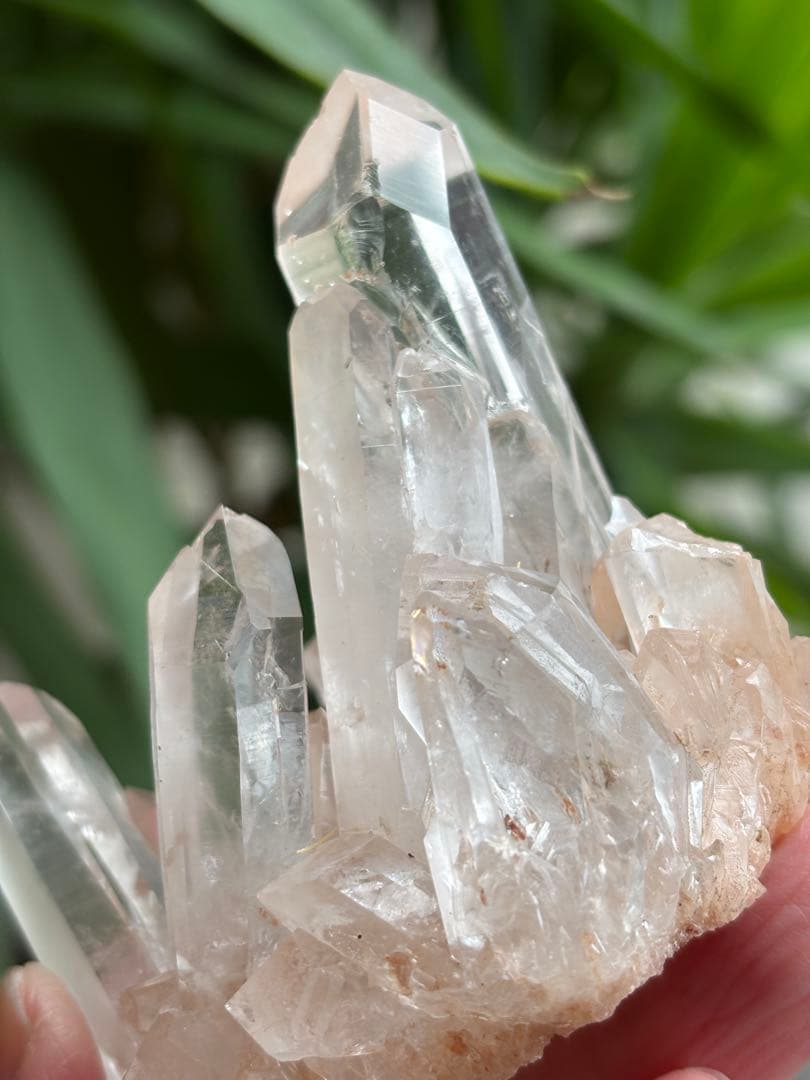 インドヒマラヤ水晶　ピンクマニカラン　クラスター　177g 透明度　自立　美しい