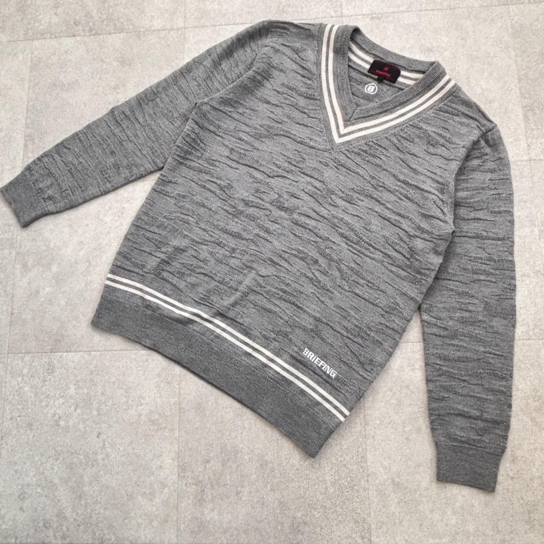 【美品】BRIEFING/ニット/シャドー迷彩柄/刺繍ロゴ/ティップライン//L