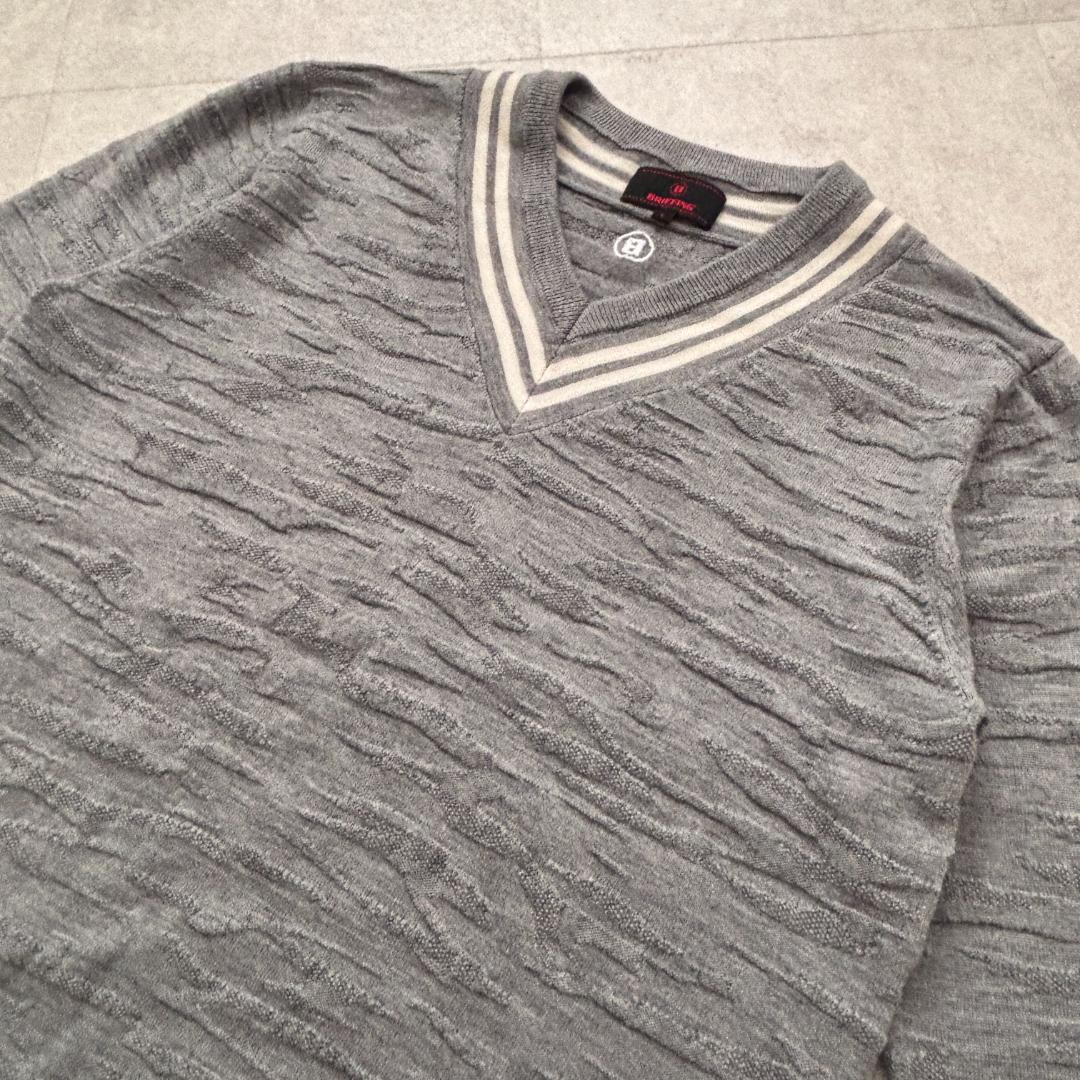 【美品】BRIEFING/ニット/シャドー迷彩柄/刺繍ロゴ/ティップライン//L