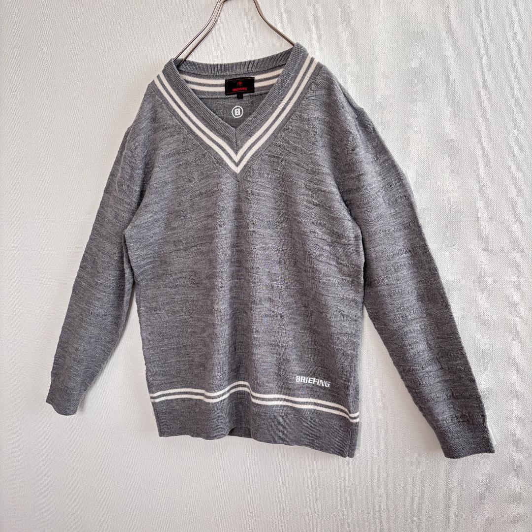 【美品】BRIEFING/ニット/シャドー迷彩柄/刺繍ロゴ/ティップライン//L