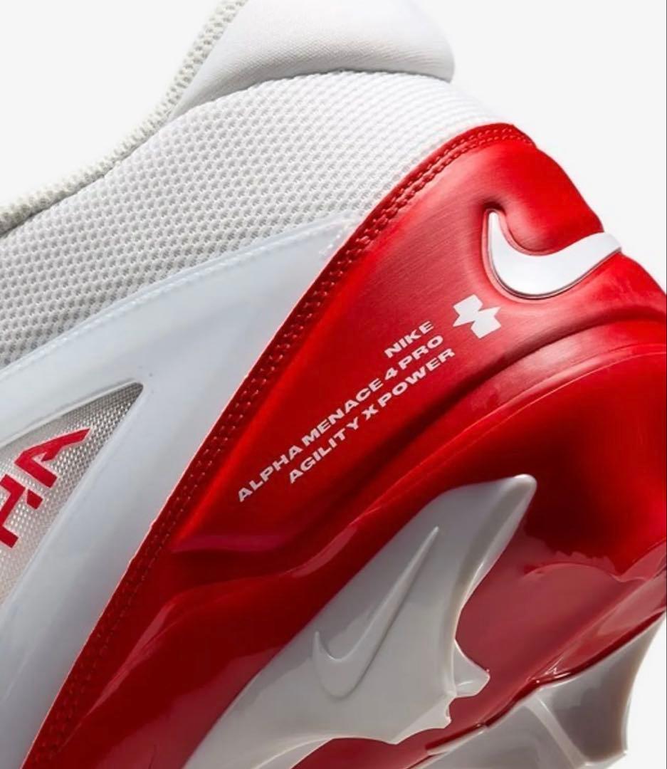 ナイキ 29 アルファメナス プロ アメフト スパイク シューズ 靴 白 赤