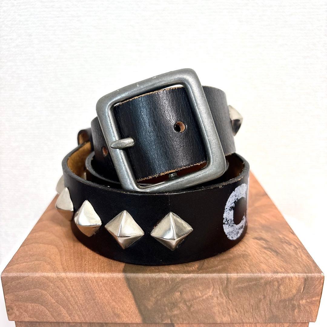 CRIMIE クライミー レザーベルト ブラック スタッズ ロゴ入り ルード