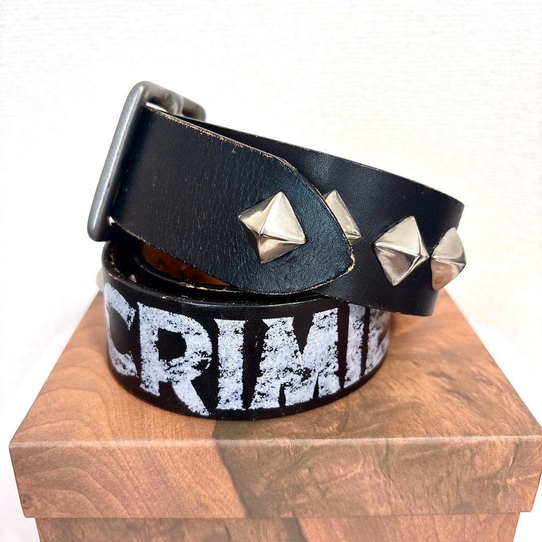 CRIMIE クライミー レザーベルト ブラック スタッズ ロゴ入り ルード
