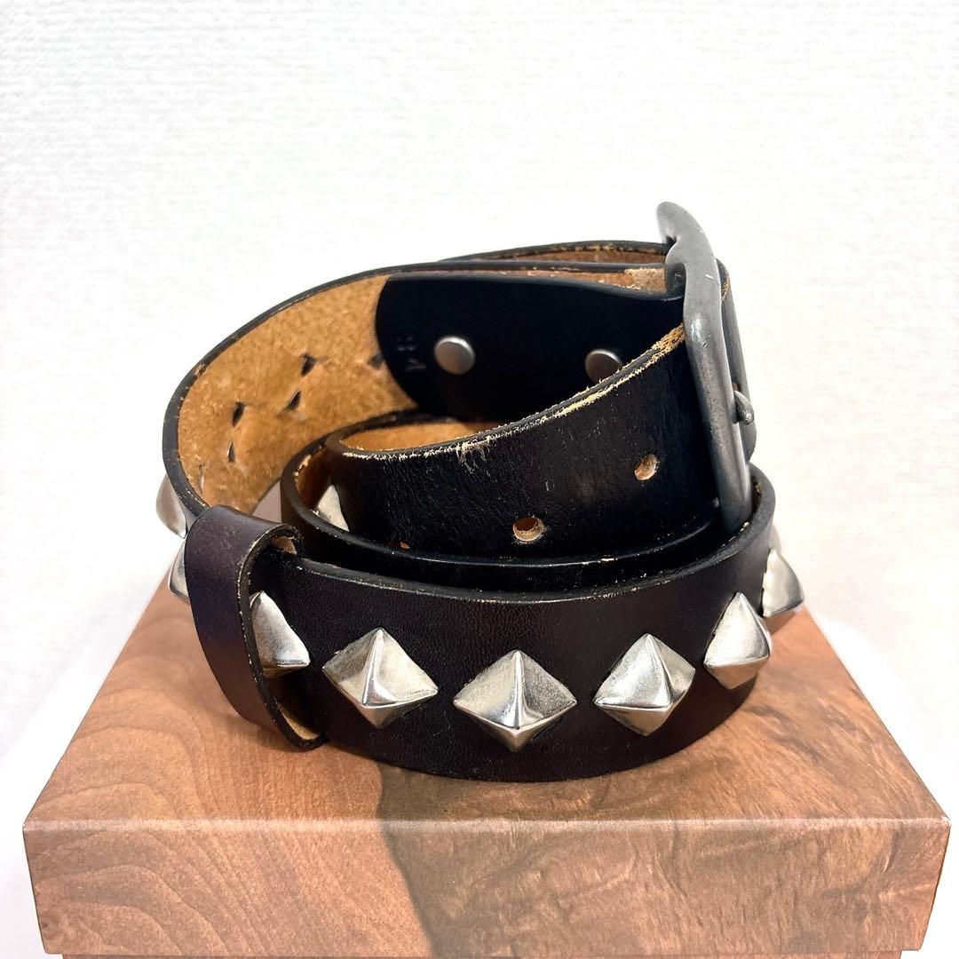 CRIMIE クライミー レザーベルト ブラック スタッズ ロゴ入り ルード