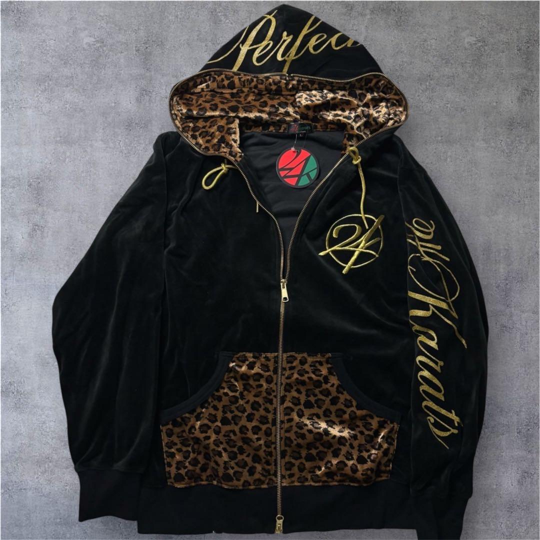 激レア品✨ 24karats ベロア セットアップ 豹柄 レオパード 黒 金