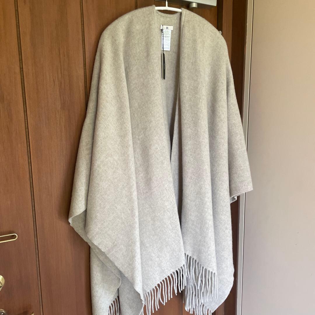 バナナリパブリックベージュ フリンジ付き ポンチョ・ケープコート