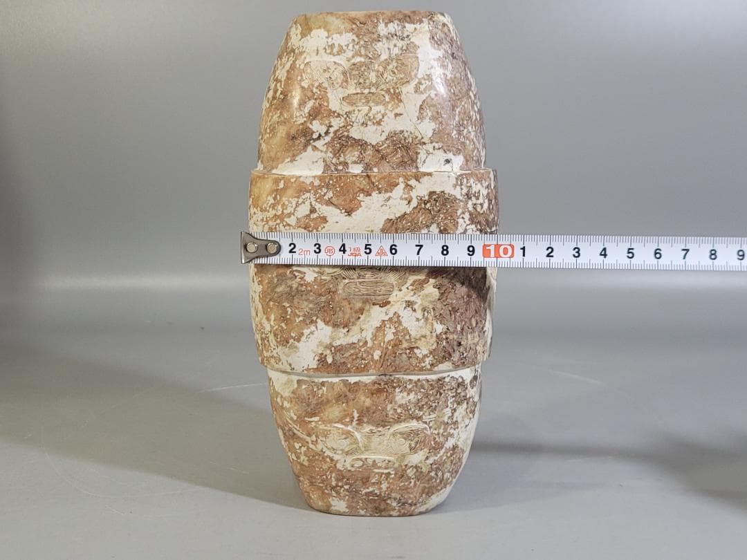 中国 砡石刻 饕餮紋 祭飾 DT742