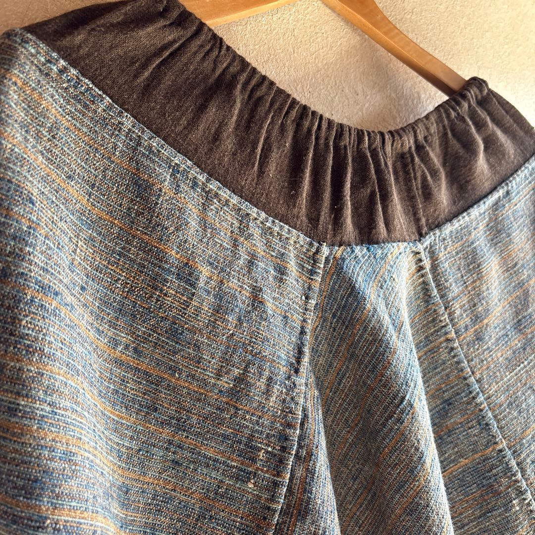 えみおわす 手紡ぎ手織り生地 手縫いのリスパンツ 美品