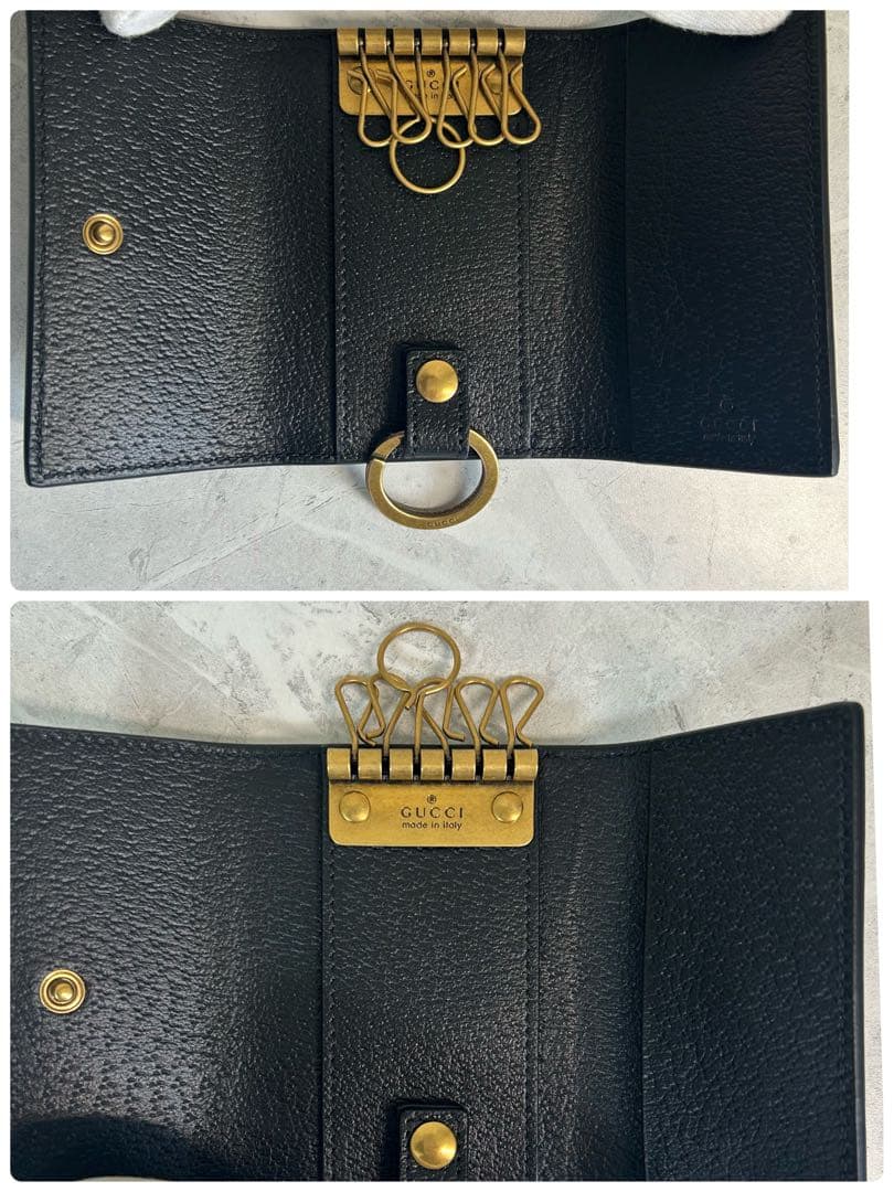 【新品同様】 グッチ GUCCI GGマーモント 6連キーケース ブラック