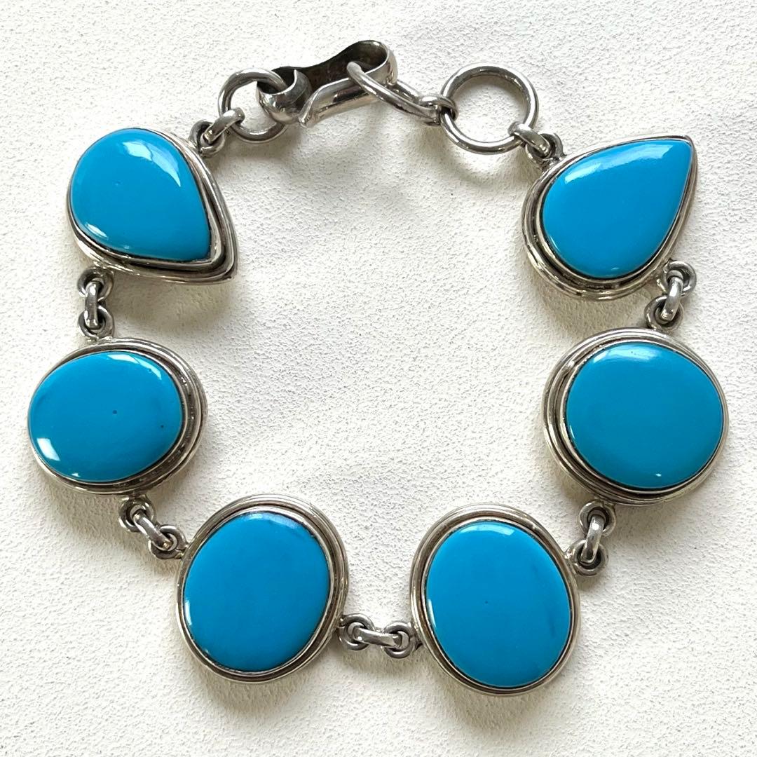 美品✨VINTAGE ターコイズ ブレスレット 925 インディアンジュエリー
